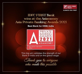 IDFC FIRST Bank wins at the Asia Private Banking Awards 2021