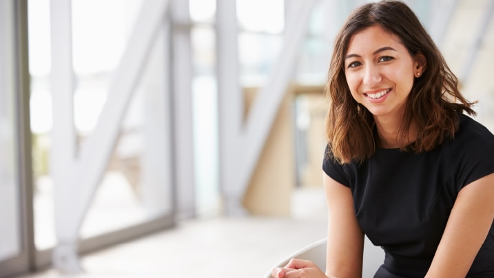 A working woman sitting