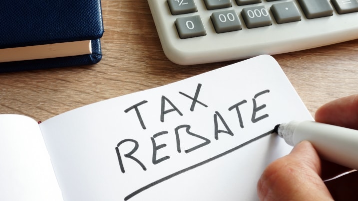 tax rebate written on paper