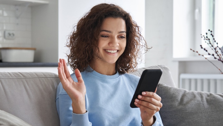 Girl performing online payment