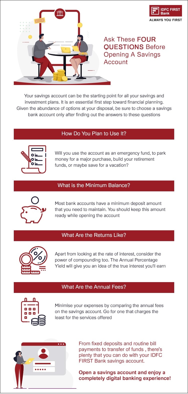 Ask these 4 questions before opening a Savings Account