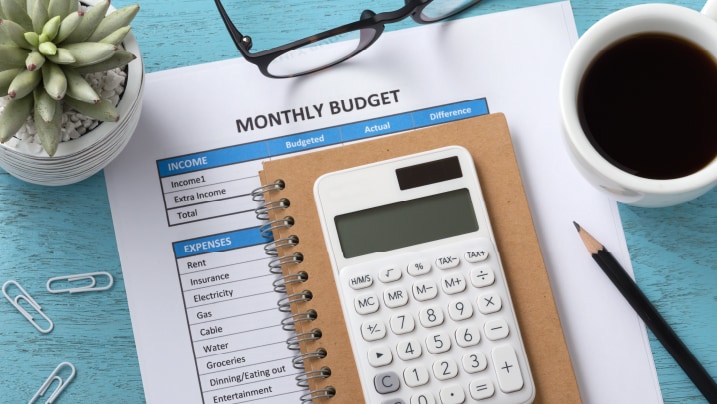 Monthly budget planning concept